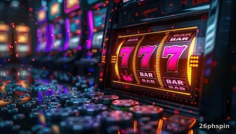 Detailed diagram illustrating 26PHSPIN slot machine mechanics and RTP